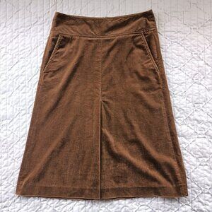 DKNY Brown Velvet A-Line Midi Skirt | Size M | 98% Cotton Blend